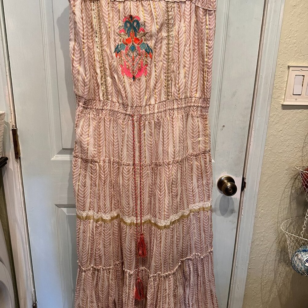 Venus Bohemian Embroidered Pink Multi Color Maxi Dress Size 2XL/22
